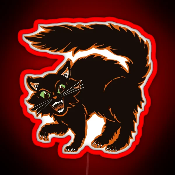 Vintage Style Spooky Halloween Cat RGB Neon Sign