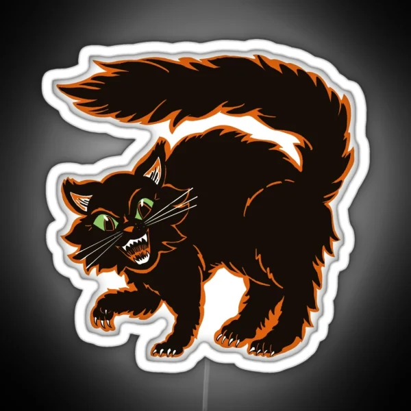 Vintage Style Spooky Halloween Cat RGB Neon Sign
