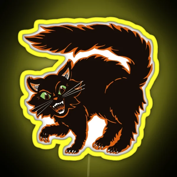 Vintage Style Spooky Halloween Cat RGB Neon Sign