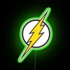Unique Retro Decor: Glowing Neon Superhero Logo Art Print Sign
