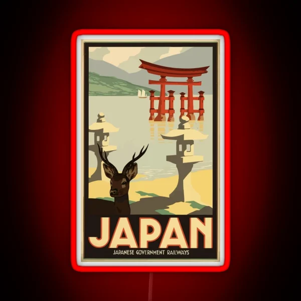 Vintage Travel Japan Poster RGB Neon Sign