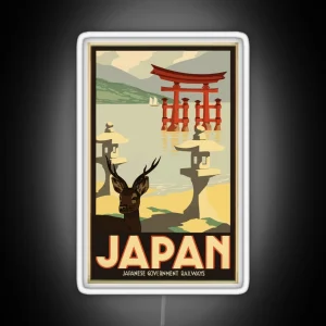 Vintage Travel Japan Poster RGB Neon Sign