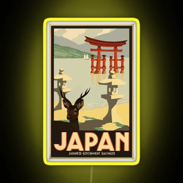 Vintage Travel Japan Poster RGB Neon Sign