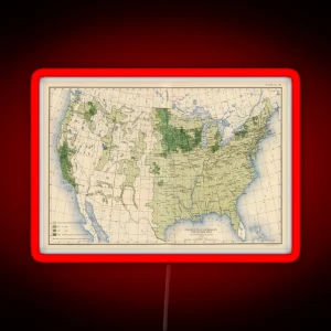 Vintage US Barley Farming Map 1903 RGB Neon Sign