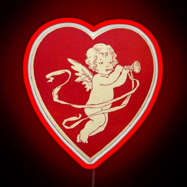 Vintage Valentine S Day Cherub In Heart RGB Neon Sign