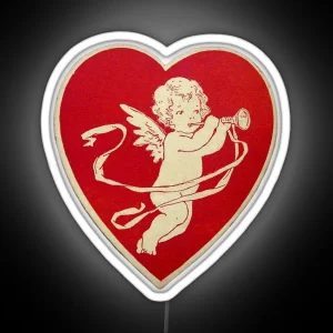 Vintage Valentine S Day Cherub In Heart RGB Neon Sign