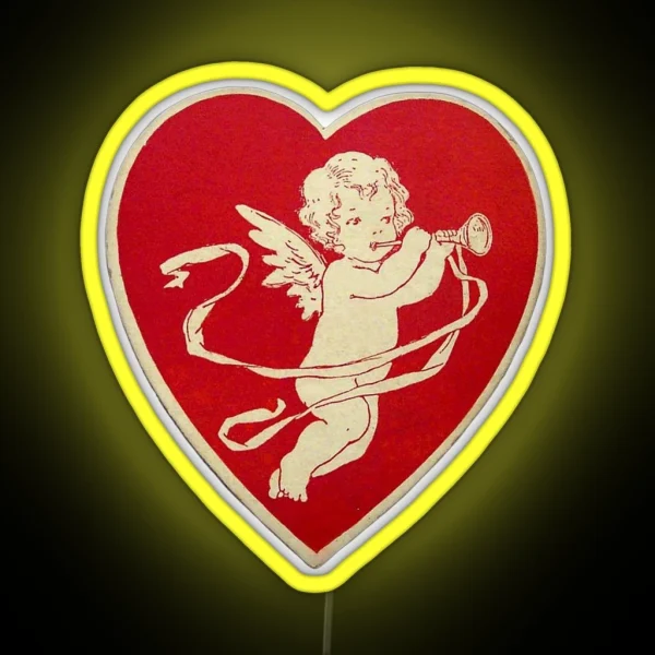 Vintage Valentine S Day Cherub In Heart RGB Neon Sign