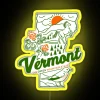 Vibrant, customizable Vermont-themed LED signs with retro neon color effects.
