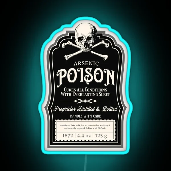 Vintage Victorian Poison Apothecary Arsenic Label Gothic RGB Neon Sign