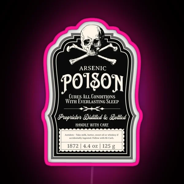 Vintage Victorian Poison Apothecary Arsenic Label Gothic RGB Neon Sign