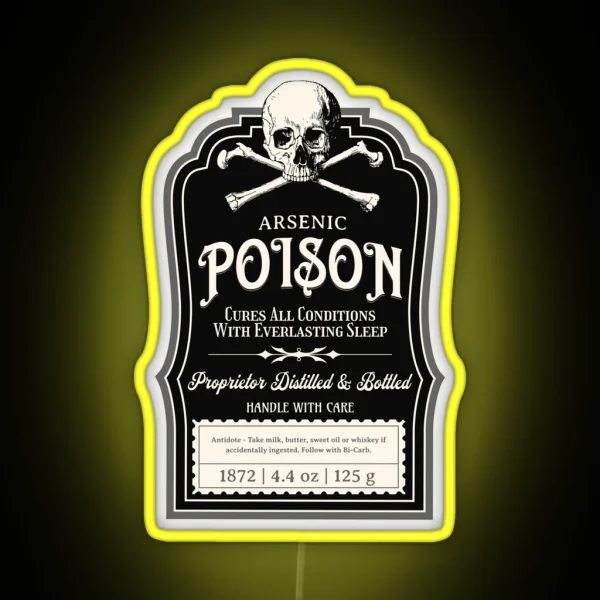 Vintage Victorian Poison Apothecary Arsenic Label Gothic RGB Neon Sign