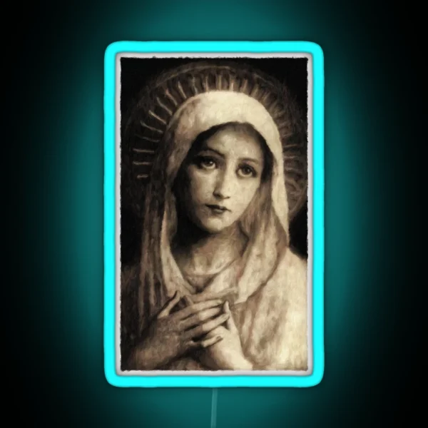 Vintage Virgin Mary Painting RGB Neon Sign