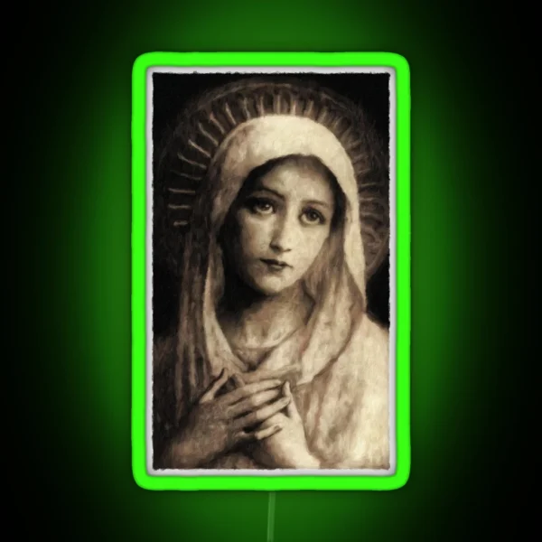 Vintage Virgin Mary Painting RGB Neon Sign