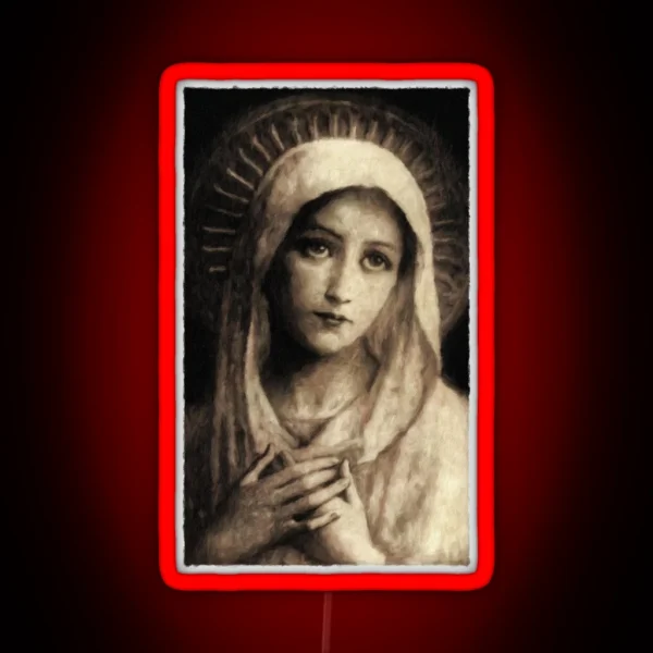 Vintage Virgin Mary Painting RGB Neon Sign