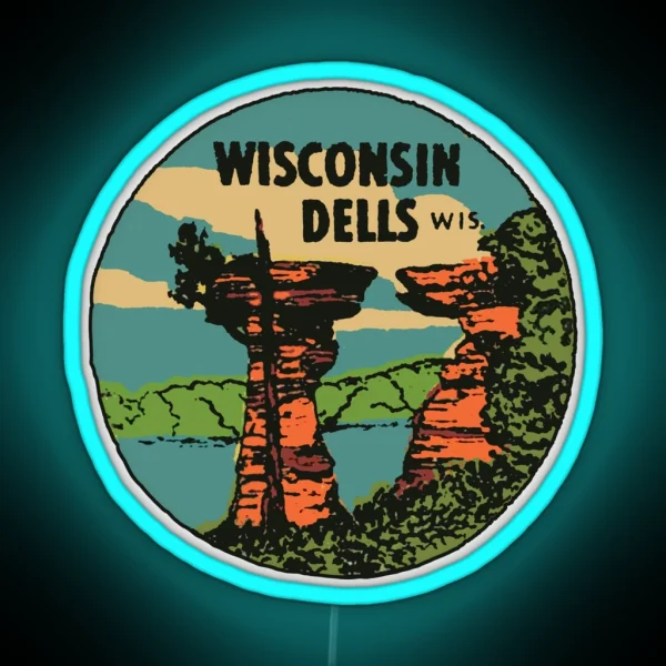 Vintage Wisconsin Dells Decal RGB Neon Sign