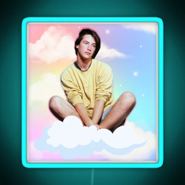 Vintage Young Keanu Reeves On A Cloud RGB Neon Sign