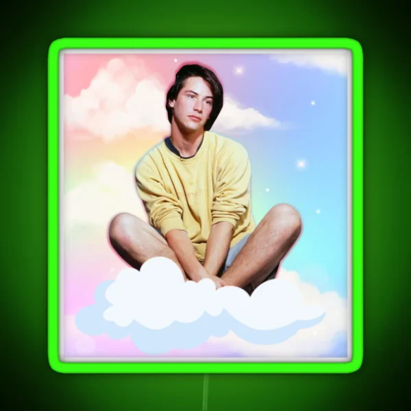 Vintage Young Keanu Reeves On A Cloud RGB Neon Sign