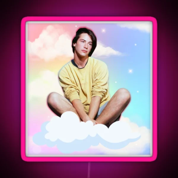 Vintage Young Keanu Reeves On A Cloud RGB Neon Sign