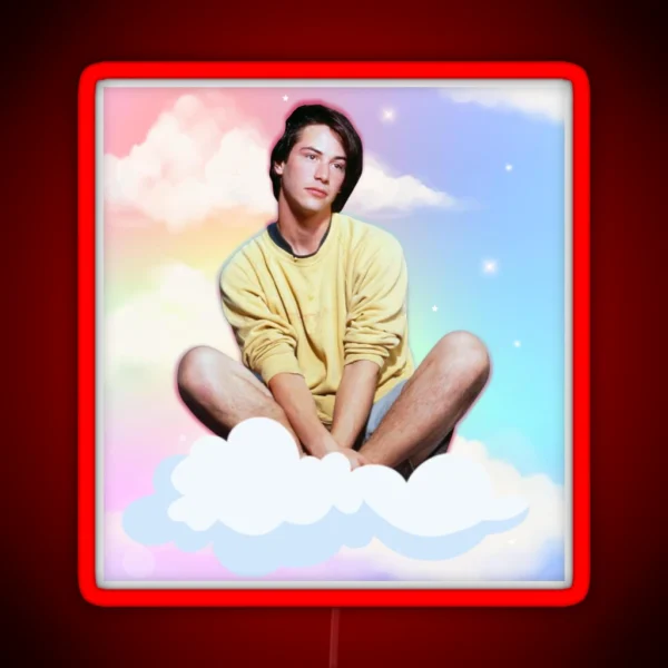 Vintage Young Keanu Reeves On A Cloud RGB Neon Sign