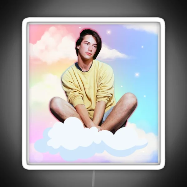 Vintage Young Keanu Reeves On A Cloud RGB Neon Sign