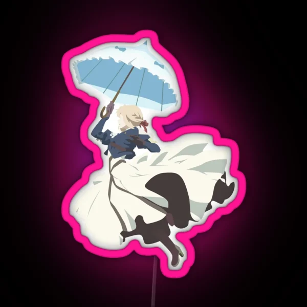 Violet Evergarden Parasol Minimalist Art RGB Neon Sign