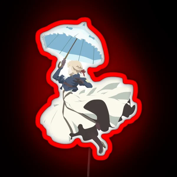 Violet Evergarden Parasol Minimalist Art RGB Neon Sign