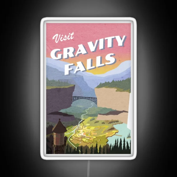 Visit Gravity Falls Postcard RGB Neon Sign