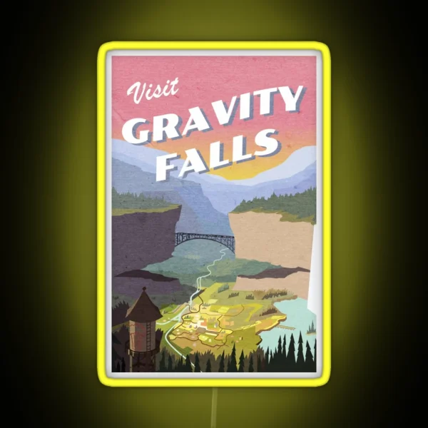 Visit Gravity Falls Postcard RGB Neon Sign