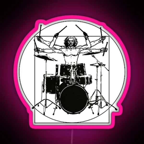 Vitruvian Drummer Design Drummer Gift RGB Neon Sign