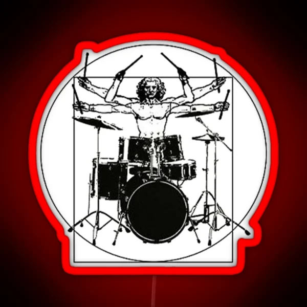 Vitruvian Drummer Design Drummer Gift RGB Neon Sign