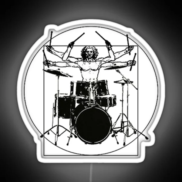 Vitruvian Drummer Design Drummer Gift RGB Neon Sign