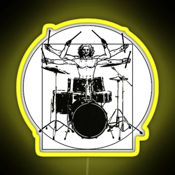 Vitruvian Drummer Design Drummer Gift RGB Neon Sign