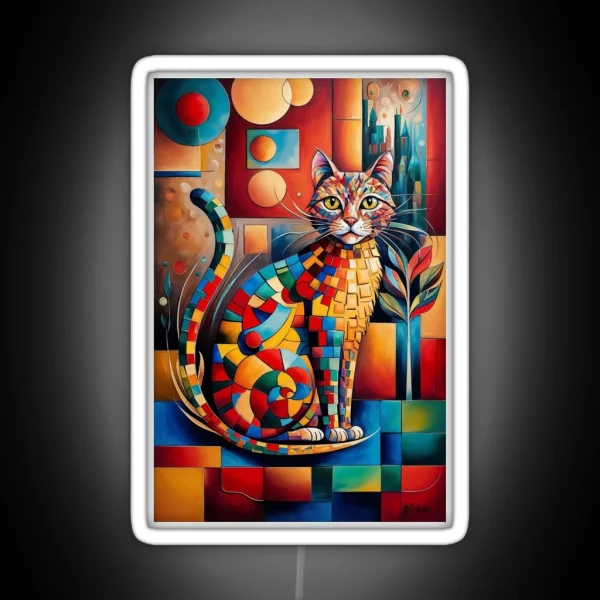 Vivid Cubism Artistic Cat RGB Neon Sign