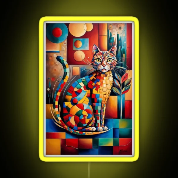 Vivid Cubism Artistic Cat RGB Neon Sign