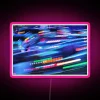 RGB Neon Sign with Modern Laser Light Trails and Minimal Design