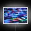 Modern Disco Neon Sign with Vibrant RGB Laser Light Trails