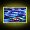 Vibrant Neon Light Trails with Modern Synthwave Disco Effect Illumination