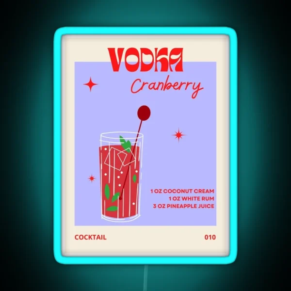 Vodka Cranberry Cocktail Poster DIGITAL Gallery Wall Wall Art Vintage Liquor Bar Art Orange Poster Pink Poster Poster Print 20×30 RGB Neon Sign