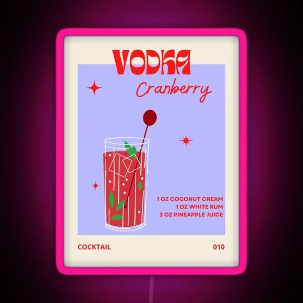 Vodka Cranberry Cocktail Poster DIGITAL Gallery Wall Wall Art Vintage Liquor Bar Art Orange Poster Pink Poster Poster Print 20×30 RGB Neon Sign