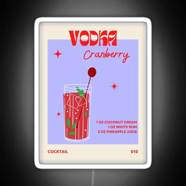 Vodka Cranberry Cocktail Poster DIGITAL Gallery Wall Wall Art Vintage Liquor Bar Art Orange Poster Pink Poster Poster Print 20×30 RGB Neon Sign