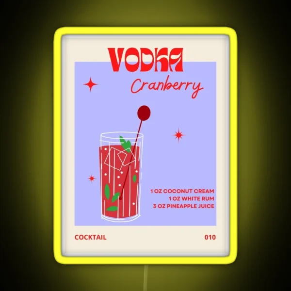 Vodka Cranberry Cocktail Poster DIGITAL Gallery Wall Wall Art Vintage Liquor Bar Art Orange Poster Pink Poster Poster Print 20×30 RGB Neon Sign