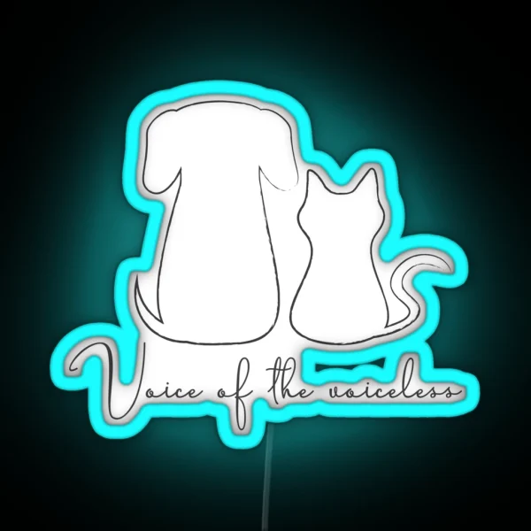 Voice Of The Voiceless Grey Outline Cat And Dog RGB Neon Sign