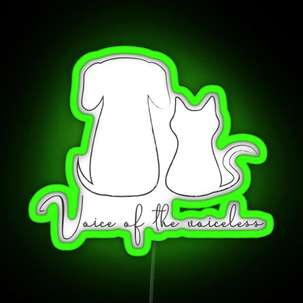 Voice Of The Voiceless Grey Outline Cat And Dog RGB Neon Sign