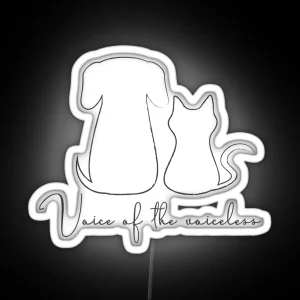 Voice Of The Voiceless Grey Outline Cat And Dog RGB Neon Sign