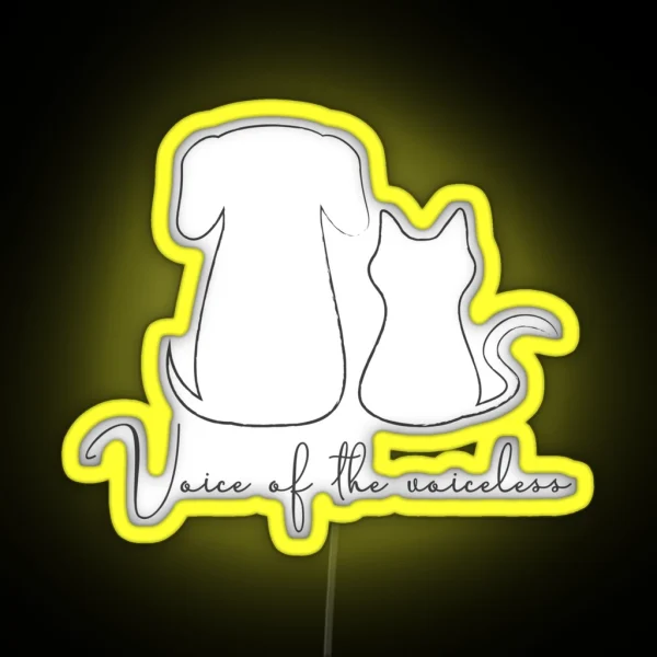 Voice Of The Voiceless Grey Outline Cat And Dog RGB Neon Sign