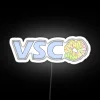 Vibrant VSCO-inspired neon sign featuring colorful RGB effects and srunchie charm