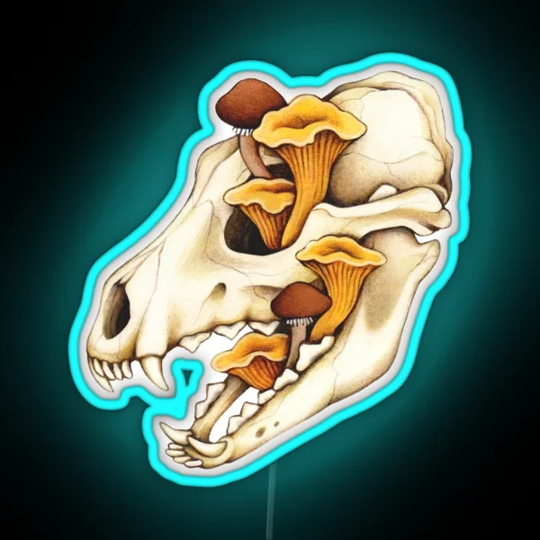 Vulture Culture Canine Skull With Fungus Fungi Mushroom RGB Neon Sign