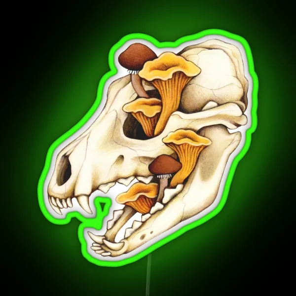 Vulture Culture Canine Skull With Fungus Fungi Mushroom RGB Neon Sign