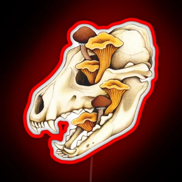 Vulture Culture Canine Skull With Fungus Fungi Mushroom RGB Neon Sign