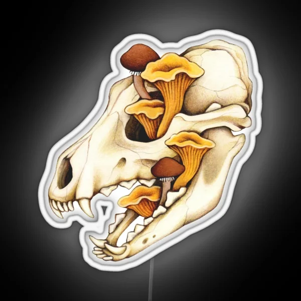 Vulture Culture Canine Skull With Fungus Fungi Mushroom RGB Neon Sign
